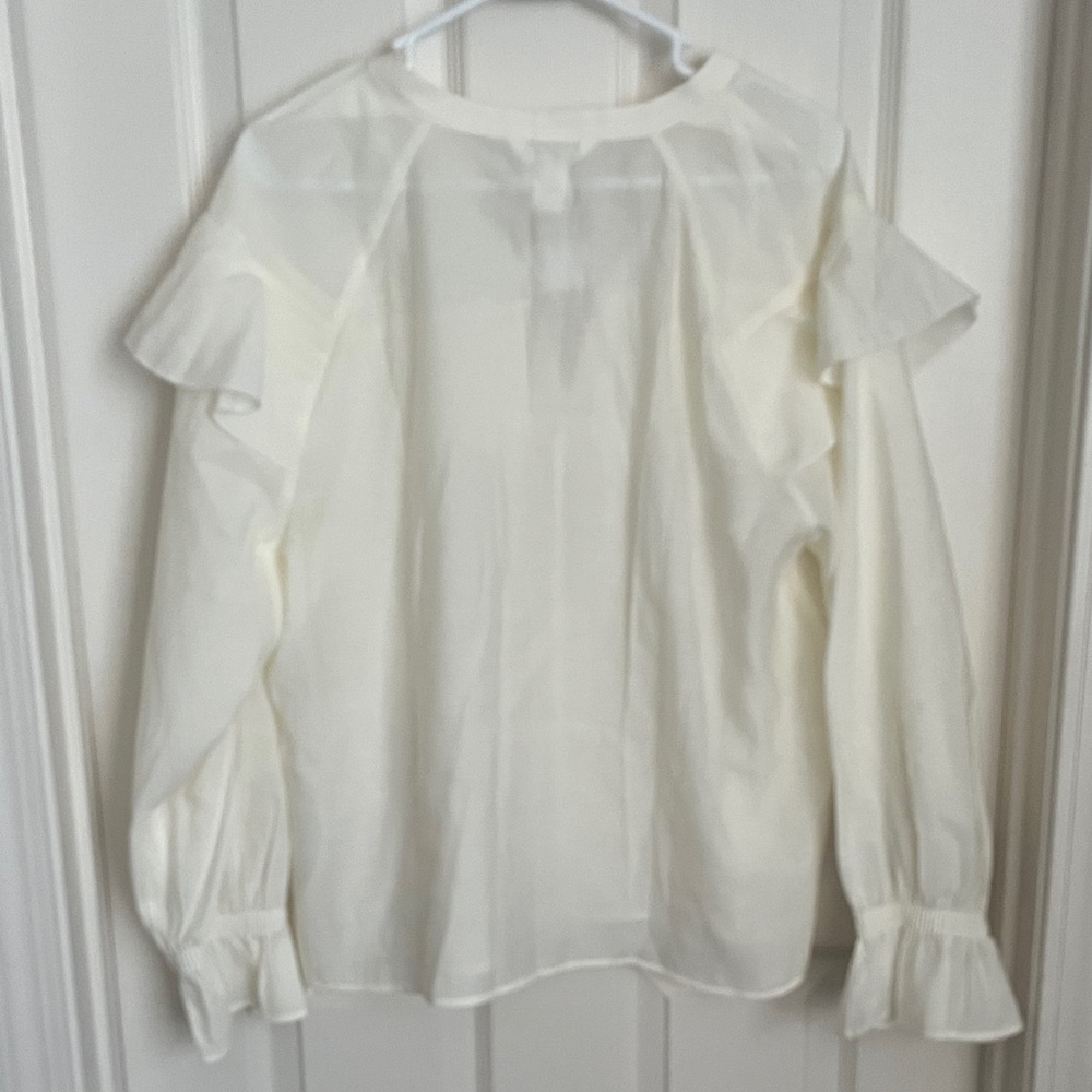 H&M Flounced Ivory Ruffle Blouse Size L NWT - Picture 4 of 6